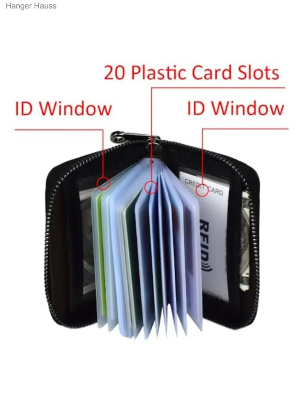 RFID Blocking Genuine Leather Card Holder Wallet 20 Slots Money Organizer